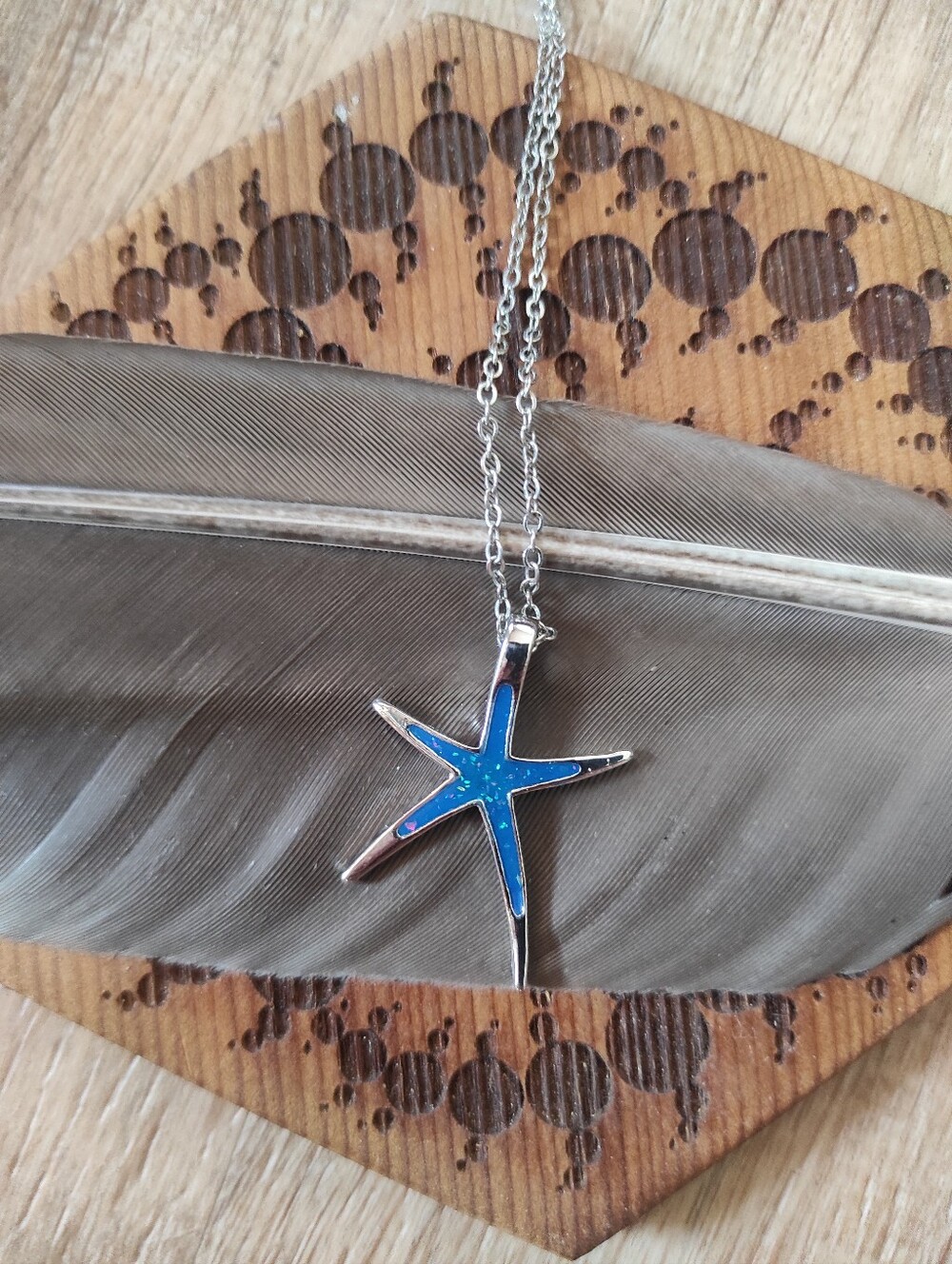 Opal And Silver Unique Star Pendant